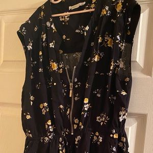 Black mini dress with yellow flowers